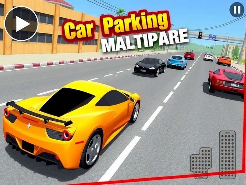 A high-end luxury car in a multi-story parking garage, representing the gameplay of Car Parking Multiplayer