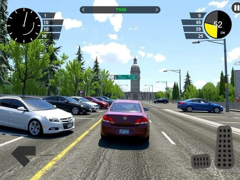 Car Parking Multiplayer gameplay showing multiple cars in a detailed city environment