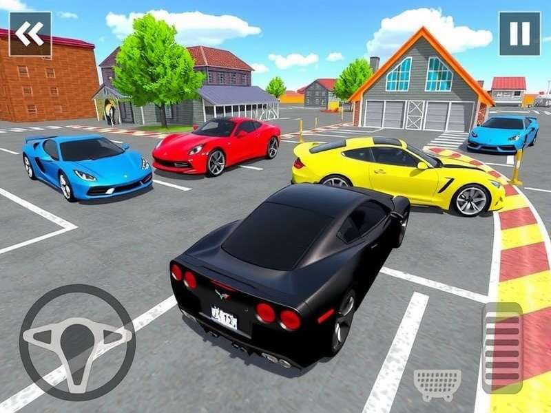 A vibrant scene from Car Parking Multiplayer's multiplayer car park, showing numerous players' customized cars gathered in the social space