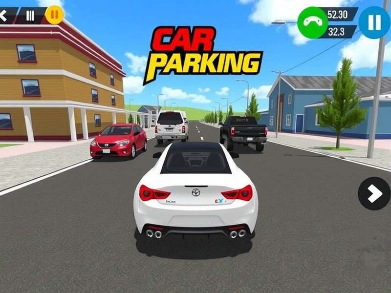 Car Parking Multiplayer gameplay screenshot showing realistic car parking in multiplayer mode