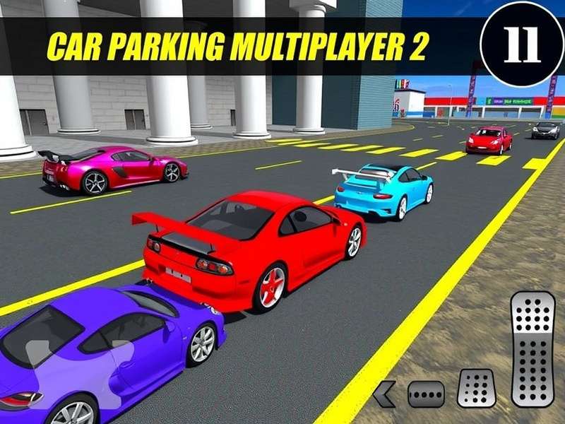 Car Parking Multiplayer 2 gameplay screenshot showing luxury cars in a parking arena